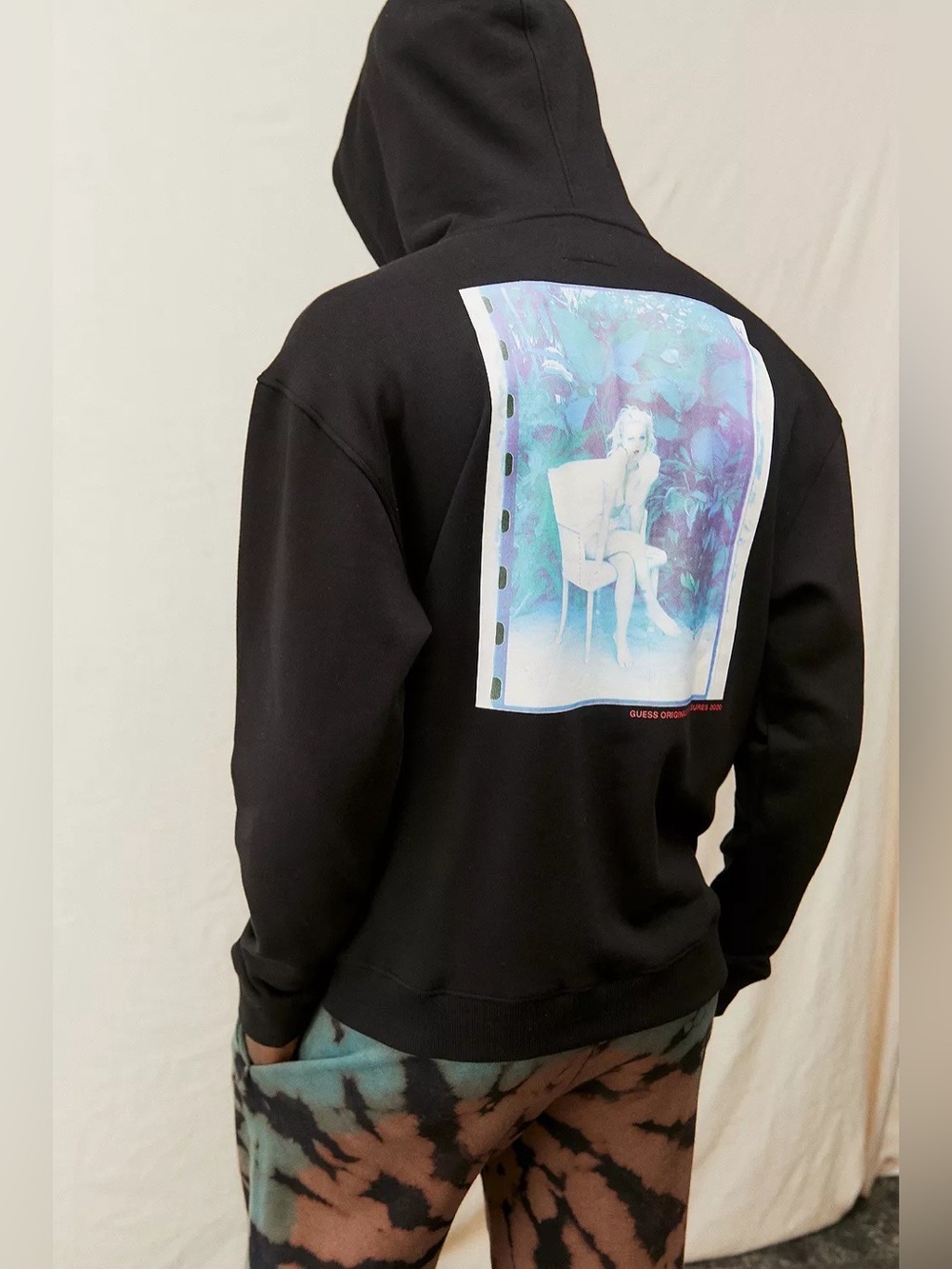 Urban Outfitters GUESS X PLEASURES Black Portrait Graphic Hoodie Medium